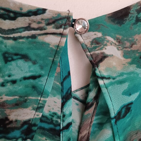 Women's JLO Marble Green/Blue Blouse with attached Tank Top Size Medium - Picture 7 of 11